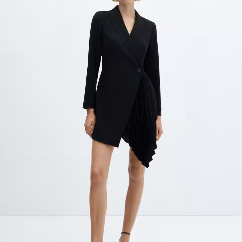 Black Pleated Blazer Dress New with Tags